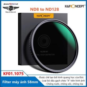 Filter máy ảnh ND8 to ND128 58mm K&F Kính lọc màu chuyên nghiệp cao cấp KF01.1075