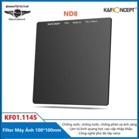 Filter máy ảnh ND8 100X100mm K&F Kính lọc màu chuyên nghiệp cao cấp KF01.1145