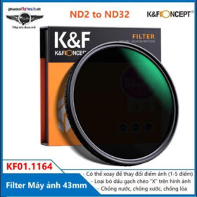 Filter máy ảnh ND2 to ND32 43mm K&F Kính lọc màu chuyên nghiệp cao cấp KF01.1164